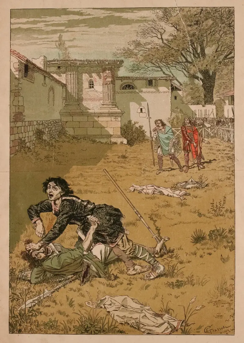 Duellen och fäktningen: En rättslig duell på 500-talet av Eugène Grasset