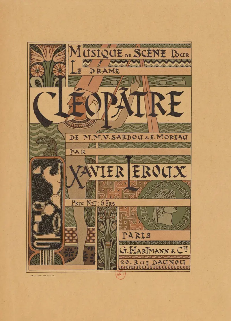 Scenmusik till dramat Kleopatra av V. Sardou och E. Moreau, av Xavier Leroux av Eugène Grasset