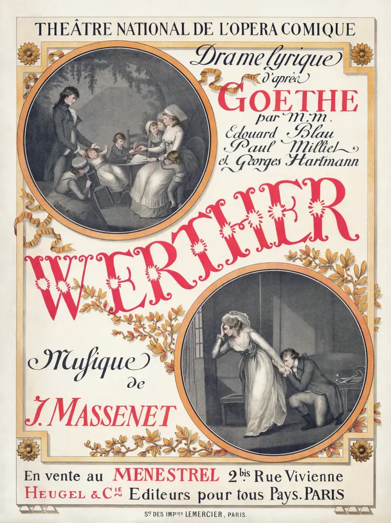Affisch för premiären av Jules Massenets Werther av Eugène Grasset