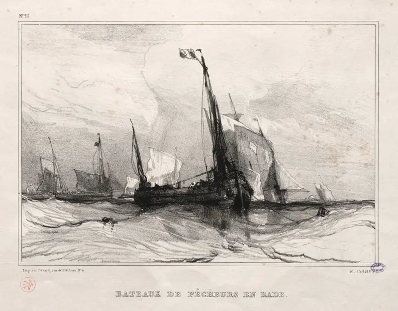 Fiskebåtar till ankars av Eugène Isabey