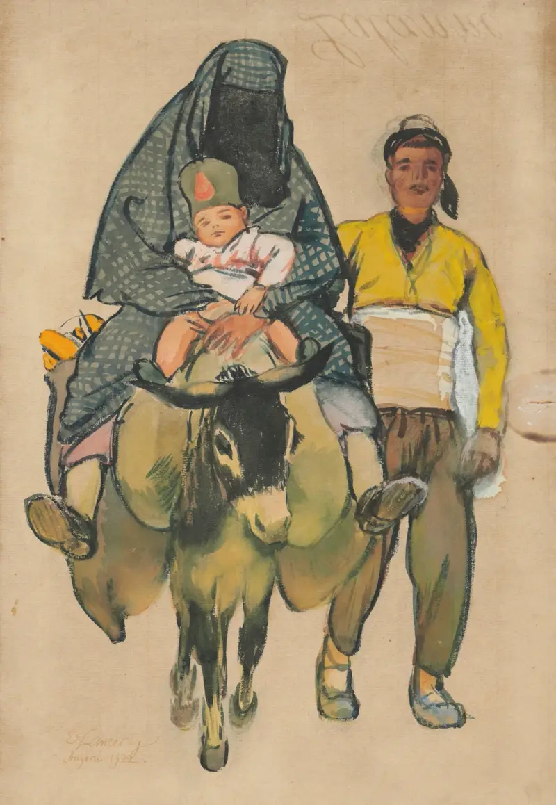 Turkisk kvinna och barn på en åsna av Eugene Lanceray