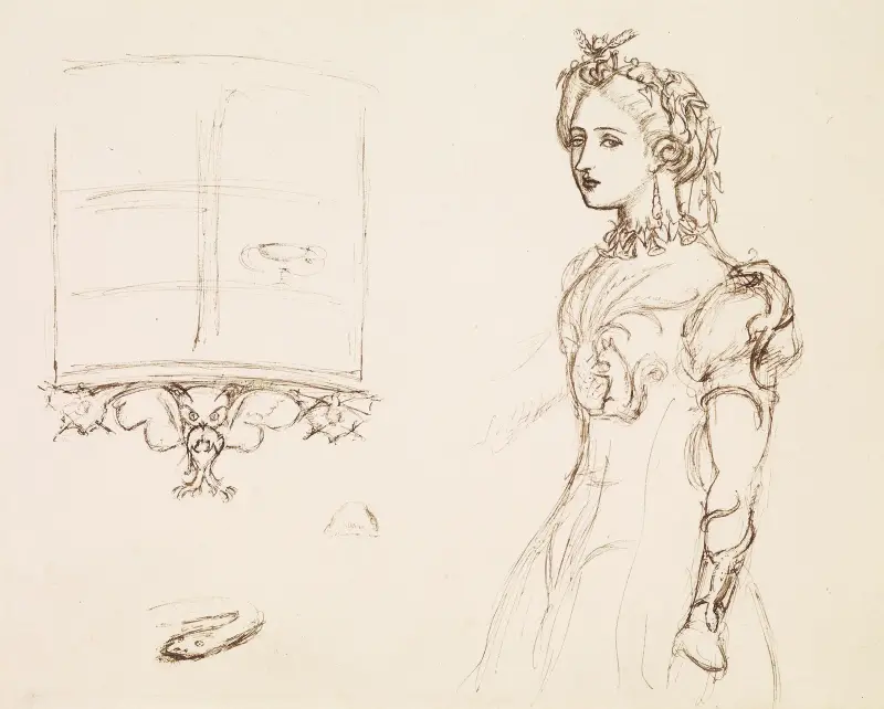 Effie Ruskin in einem Kleid mit naturalistischem Ornament von Sir John Everett Millais