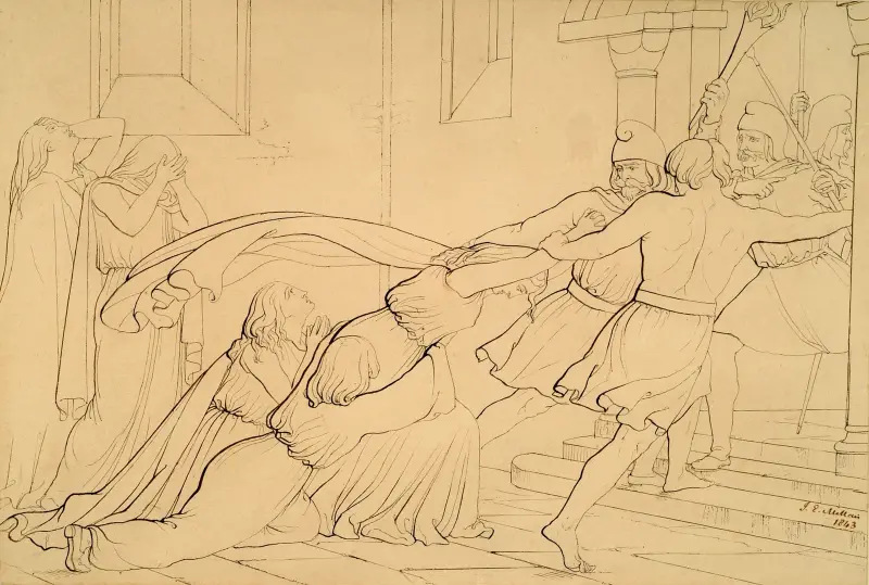 Elgiva gripen på order av Odo, ärkebiskop av Canterbury av Sir John Everett Millais