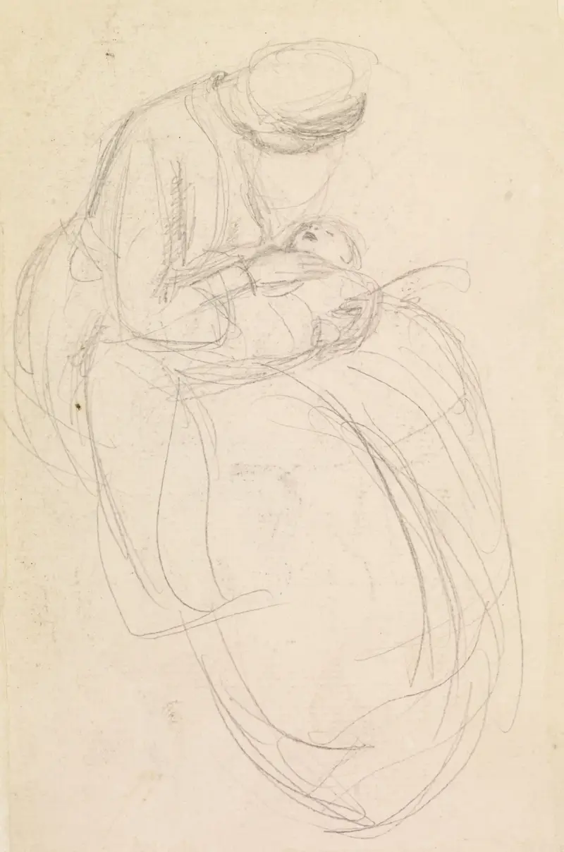 Kvinna – mor som granskar sitt barn av Sir John Everett Millais