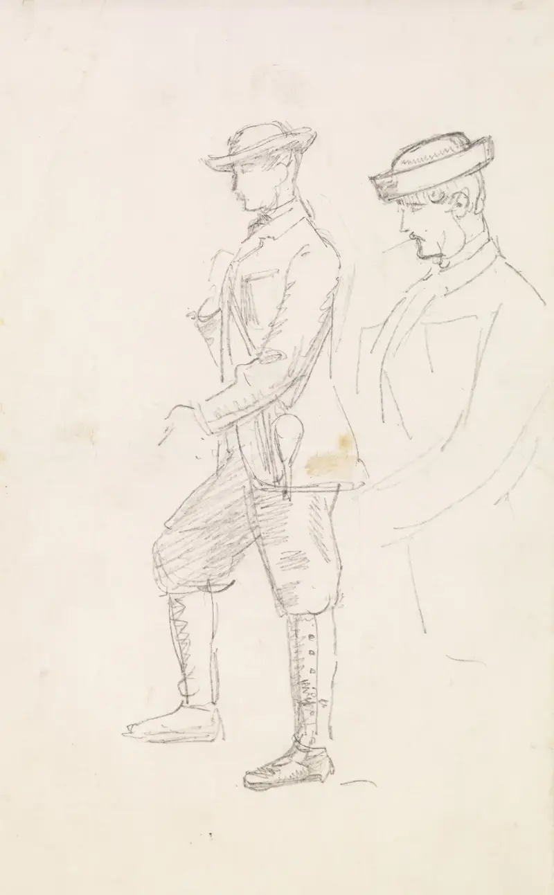 Man – två skisser av en ung man klädd för jakt av Sir John Everett Millais