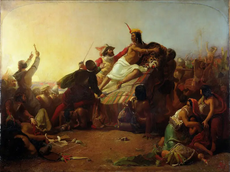 Pizarro griper Perus inkahärskare av Sir John Everett Millais