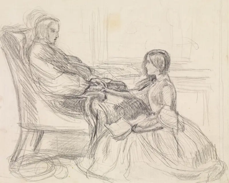 Tennysons The Grandmother's Apology – figurstudie av Sir John Everett Millais