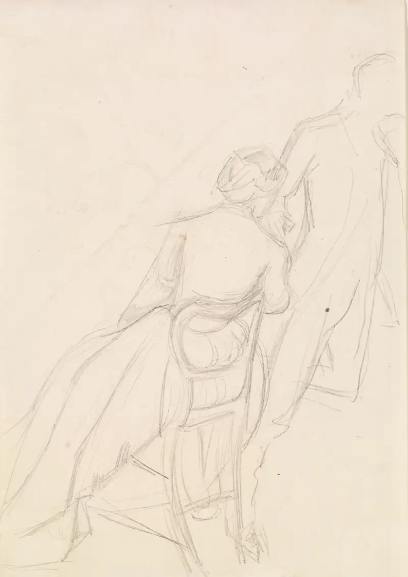 Tennysons The Miller's Daughter – studie för man och hustru i Arise and Let us Wander Forth, 1855 – nr 2 av Sir John Everett Millais