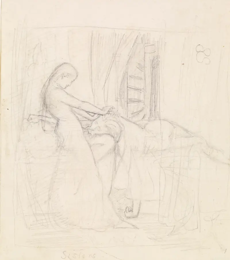 Tennysons systrar – figurstudie, 1855 – nr 1 av Sir John Everett Millais