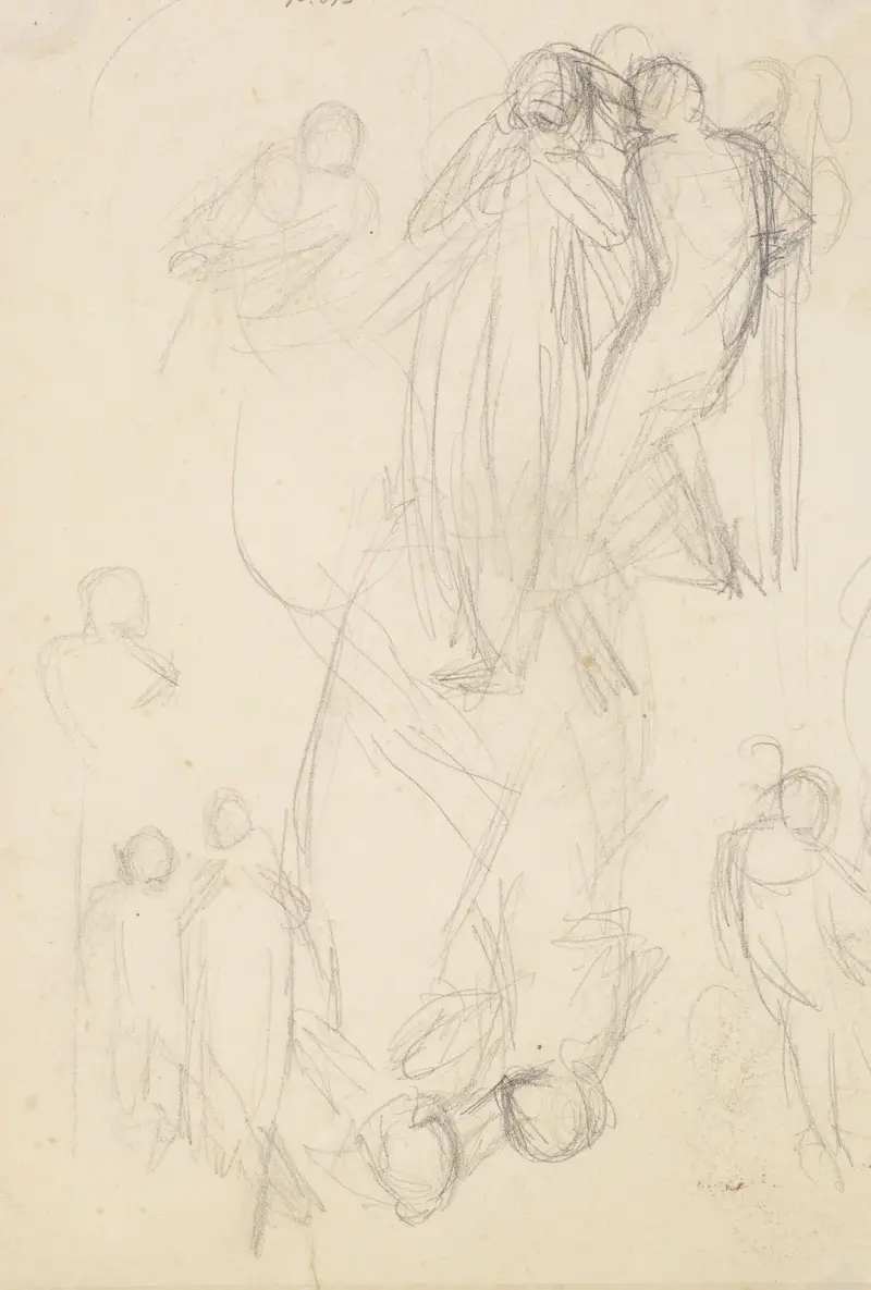 En kättares flykt – skiss av flickan och hennes älskare, 1857 – nr 2 av Sir John Everett Millais