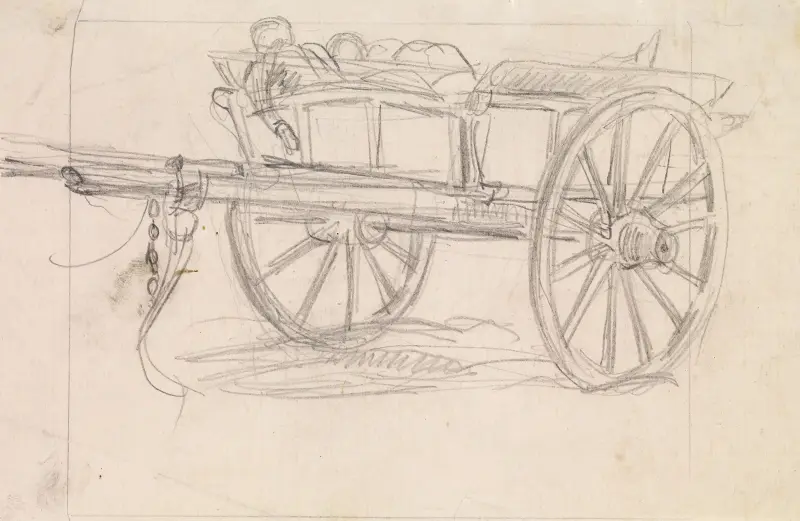 Pesten i Elliant – skiss av en kärra som bär de döda av Sir John Everett Millais