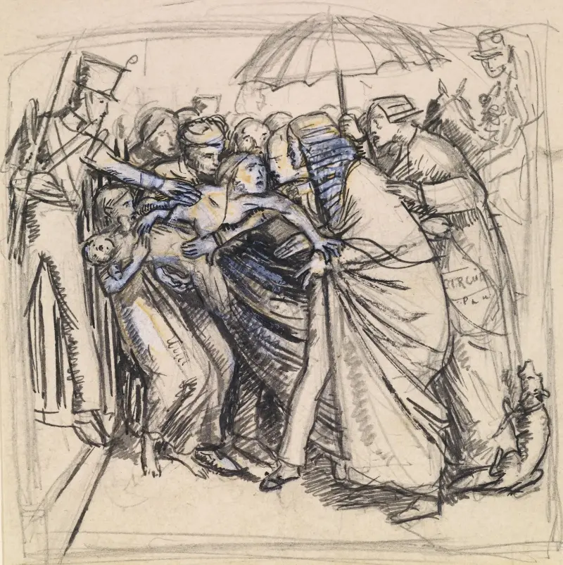 Die Frau des Gefangenen – Skizze der Frau, die den Richter konfrontiert von Sir John Everett Millais