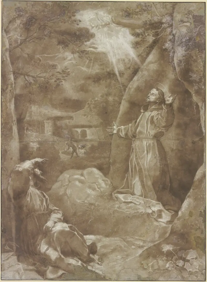 Der Heilige Franziskus empfängt im Beisein Bruder Leos von Assisi die Wundmale von Federico Barocci