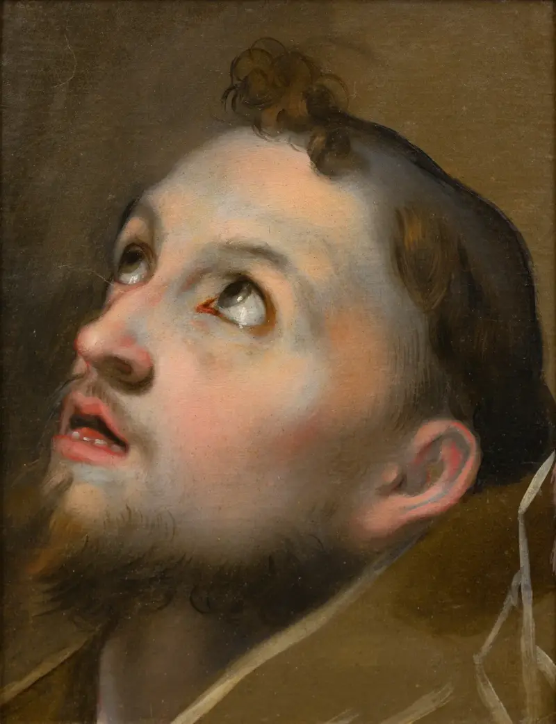 Studie för huvudet av den helige Franciskus av Federico Barocci