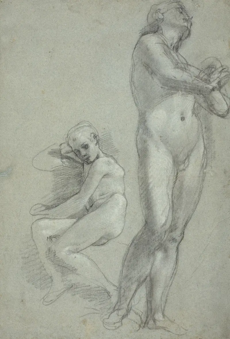 Two Nude Youths (recto) av Federico Barocci
