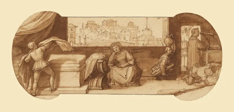 Taddeo mit niederen Aufgaben im Haus von Calabrese beschäftigt von Federico Zuccaro