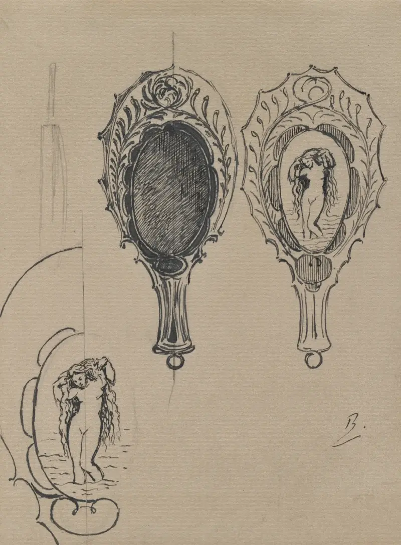 Entwurf für einen Handspiegel, 1900 – Nr. 1 von Félix Bracquemond