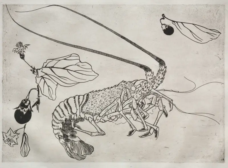 Tafelservice (Rousseau-Service); großer Hummer mit aufgerichteten Antennen (Nr. 21) von Félix Bracquemond
