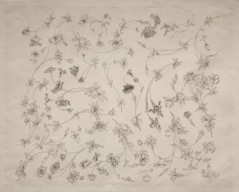 Flower designs for plates and borders (no. 14) av Félix Bracquemond