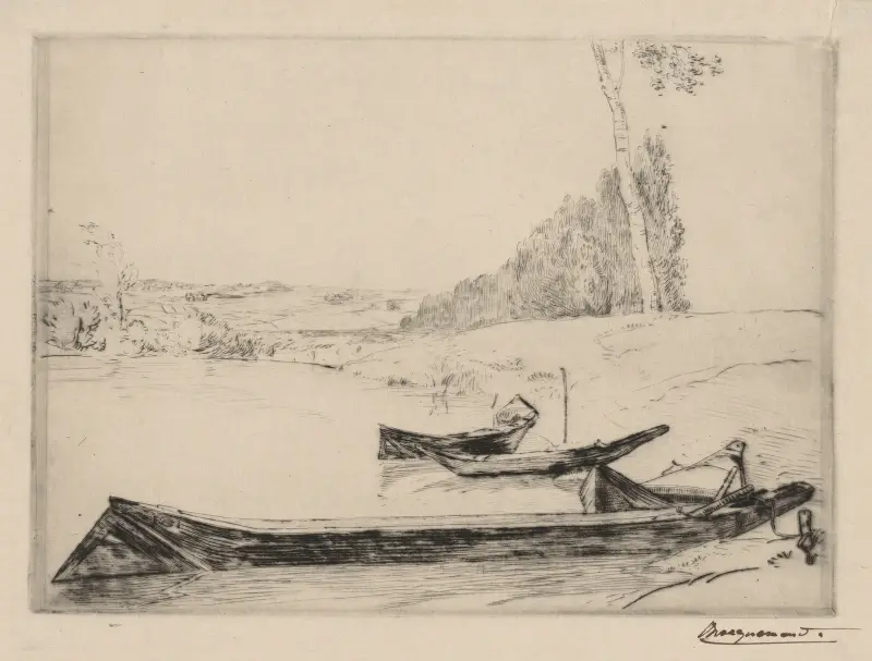Små färjor på Seines stränder av Félix Bracquemond