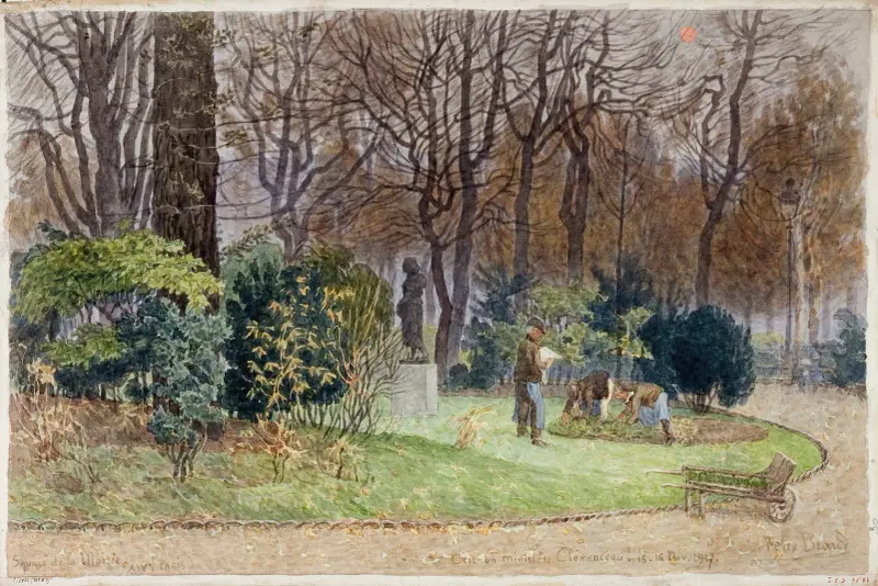 Gärtner auf dem Platz vor dem Rathaus des 14. Arrondissements, 15.–16. November 1917 von Félix Brard