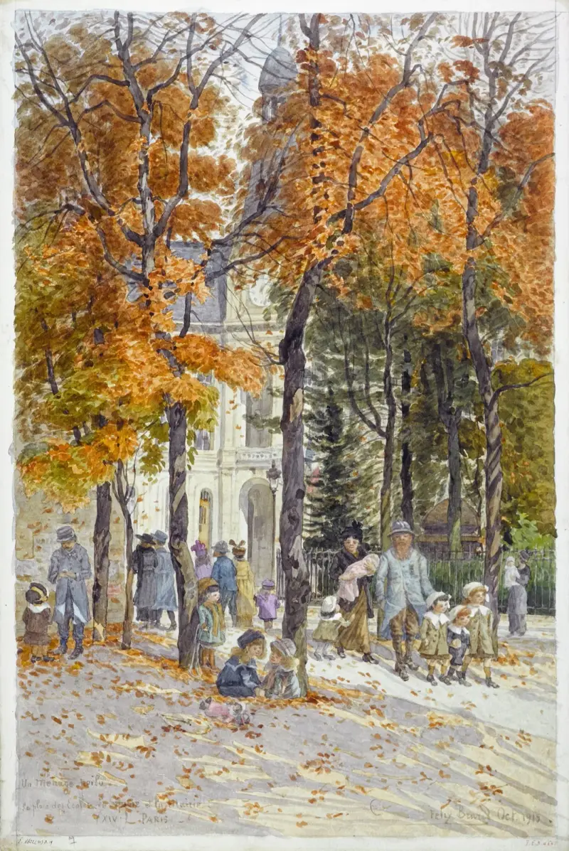 Place des Écoles och parken vid stadshuset i 14:e arrondissementet av Félix Brard