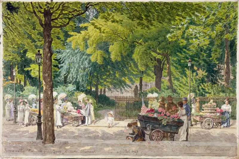 Parken vid stadshuset i 14:e arrondissementet, rue Mouton Duvernet, 4 juli 1917 av Félix Brard