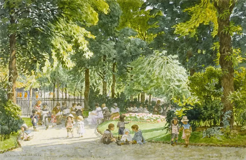 Parken vid stadshuset i 14:e arrondissementet, kommunikén klockan 15 av Félix Brard
