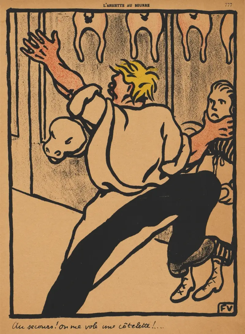 Brott och straff; Hjälp! Min kotlett blir stulen! av Félix Vallotton