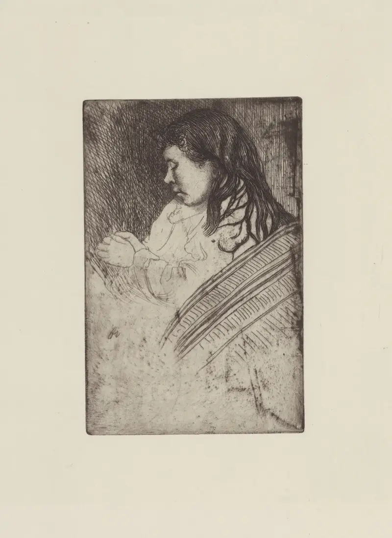Junges Mädchen mit gefalteten Händen von Félix Vallotton