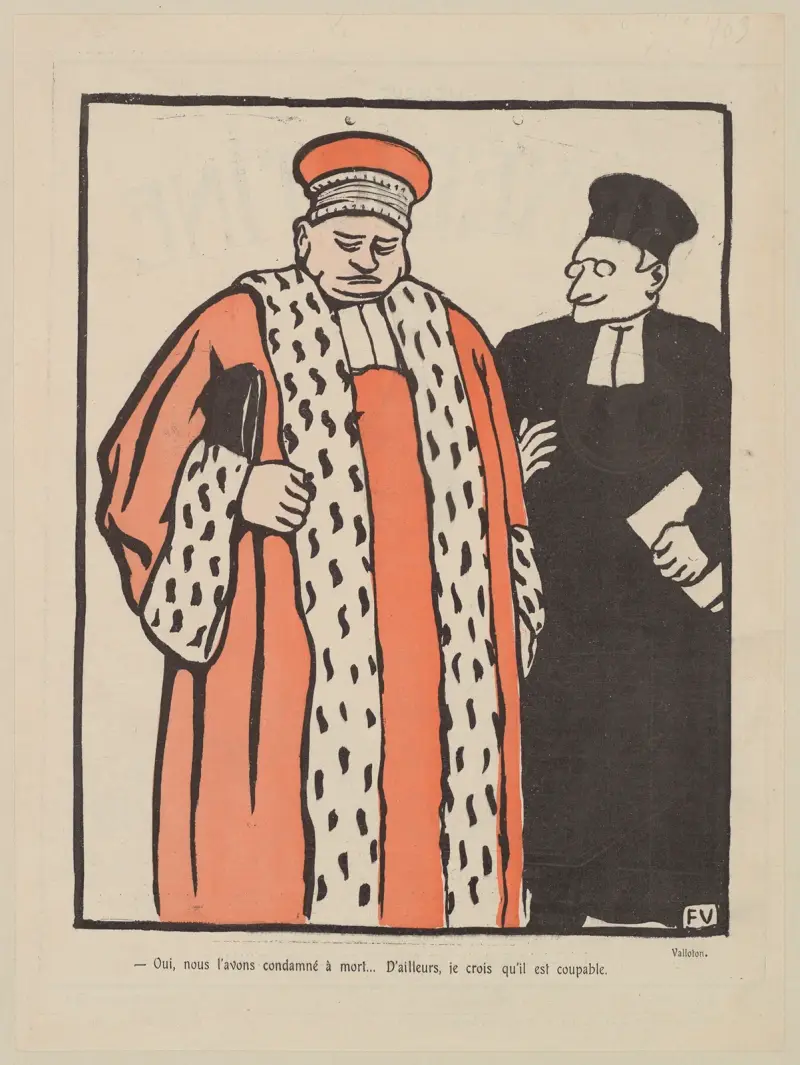 Ja, wir haben ihn zum Tode verurteilt... Übrigens glaube ich, dass er schuldig ist. von Félix Vallotton