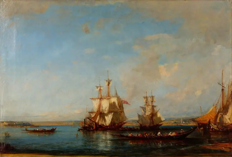 Kaiker och segelbåtar vid Bosporen av Félix Ziem