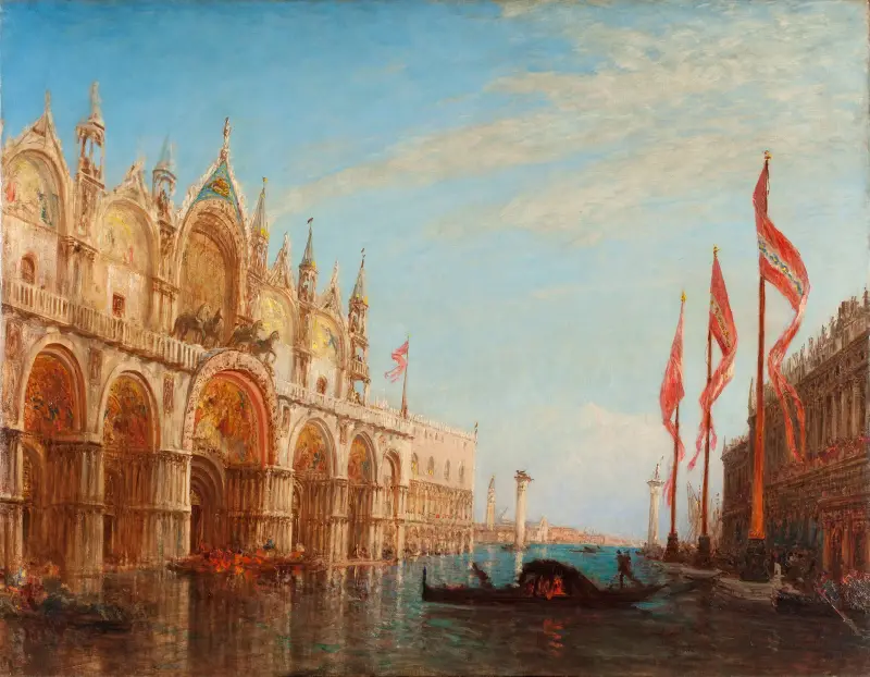 San Marco-torget, översvämningen 1863 av Félix Ziem