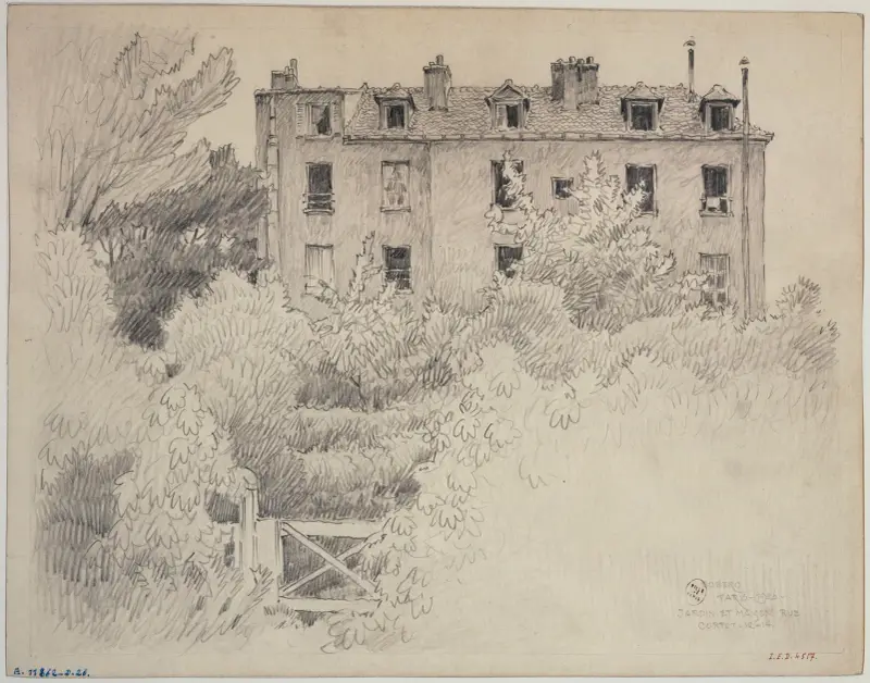 Trädgård och hus vid rue Cortot, 12, 14 av Ferdinand Boberg