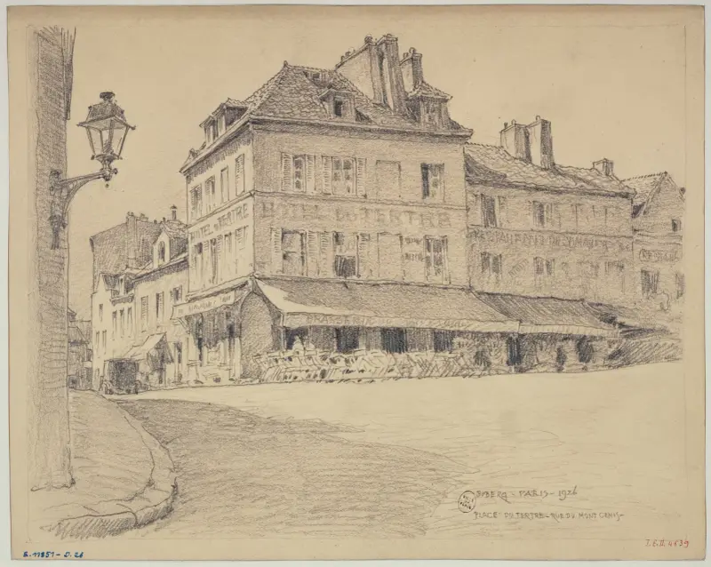 Place du Tertre och rue du Mont-Cenis, Montmartre av Ferdinand Boberg