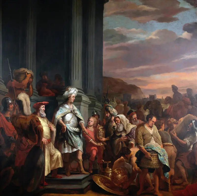 König Kyros übergibt den aus dem Tempel von Jerusalem geraubten Schatz von Ferdinand Bol