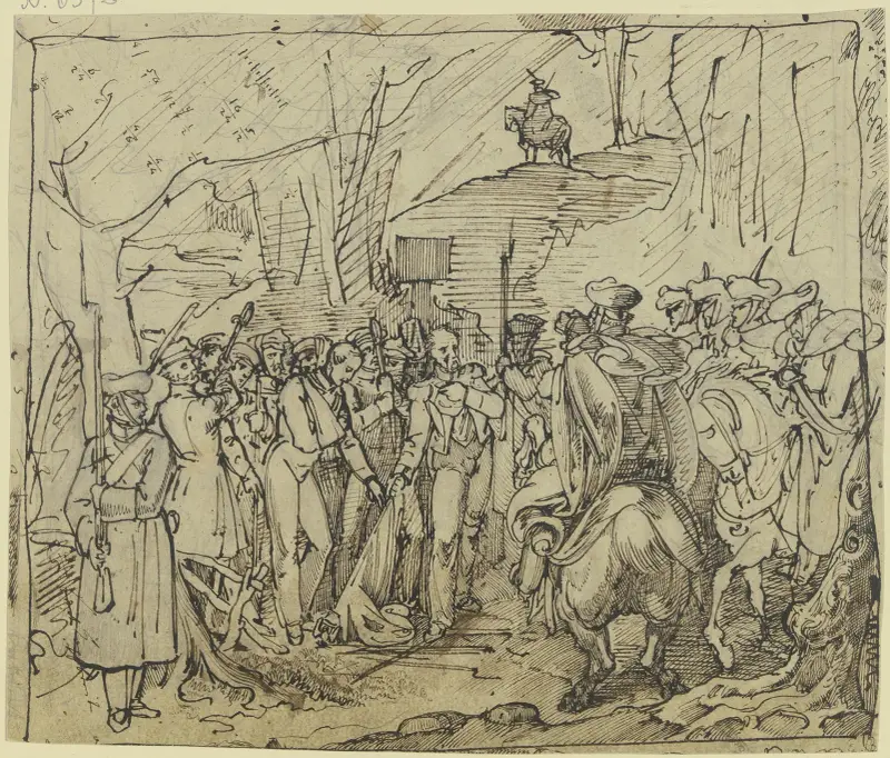 De sista tio soldaterna från fjärde regementet i den polska revolutionsarmén beträder preussiskt territorium 1831 av Ferdinand Fellner
