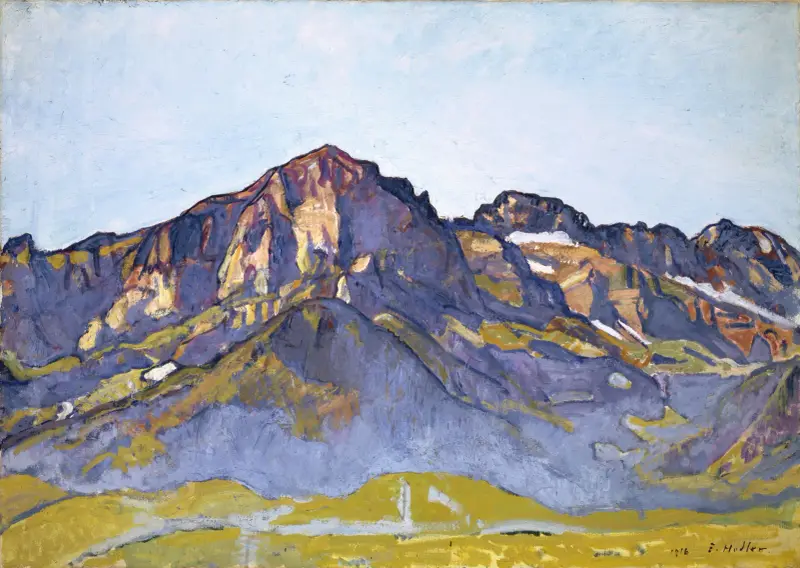 Les Dents Blanches vid Champéry i morgonsol av Ferdinand Hodler