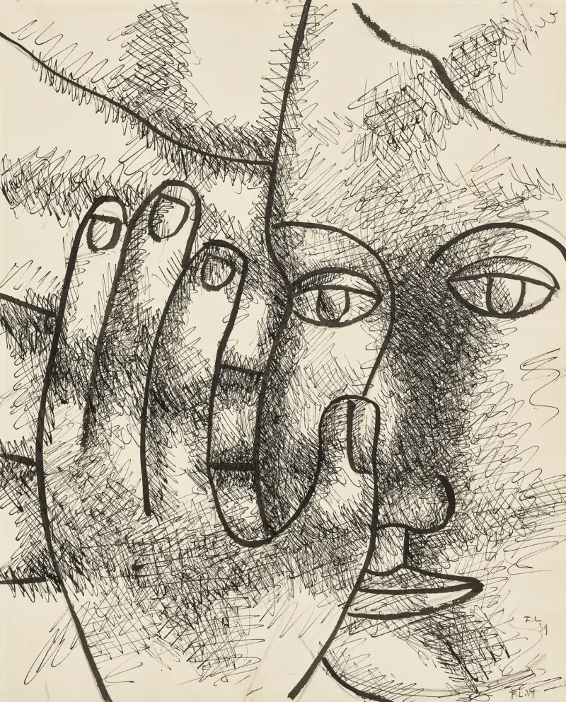 Femme avec main devant son visage av Fernand Léger
