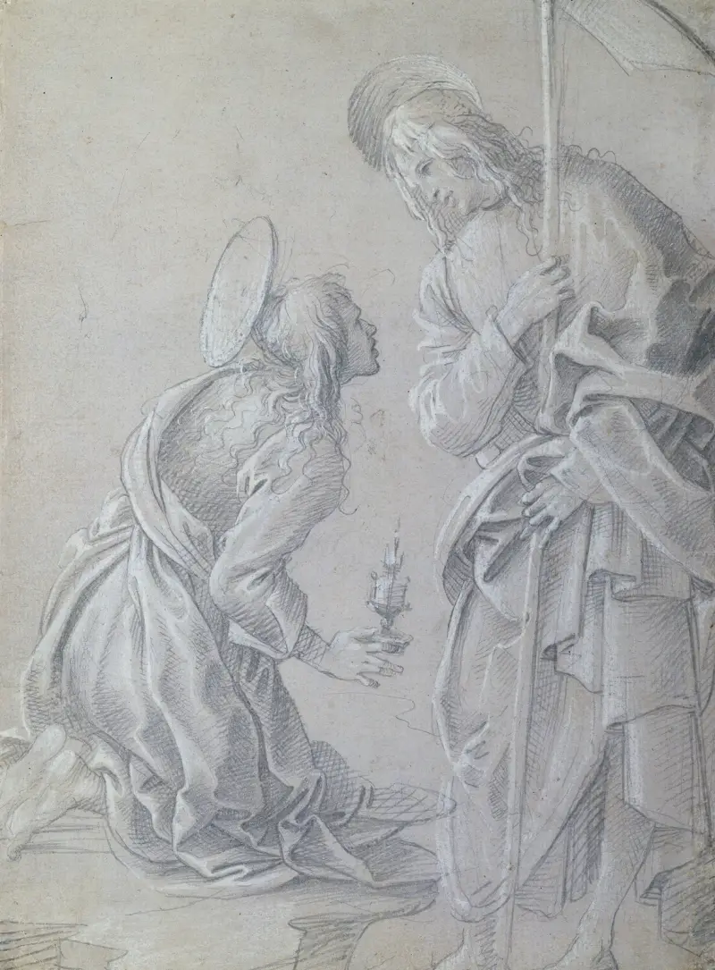 Kniende heilige Maria Magdalena und stehender Christus von Filippino Lippi