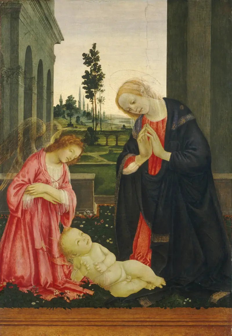 Tillbedjan av barnet av Filippino Lippi