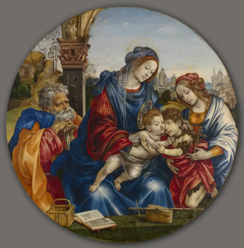 Die Heilige Familie mit Johannes dem Täufer und der heiligen Margareta von Filippino Lippi