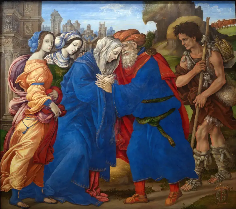 Die Begegnung von Joachim und Anna an der Goldenen Pforte von Filippino Lippi