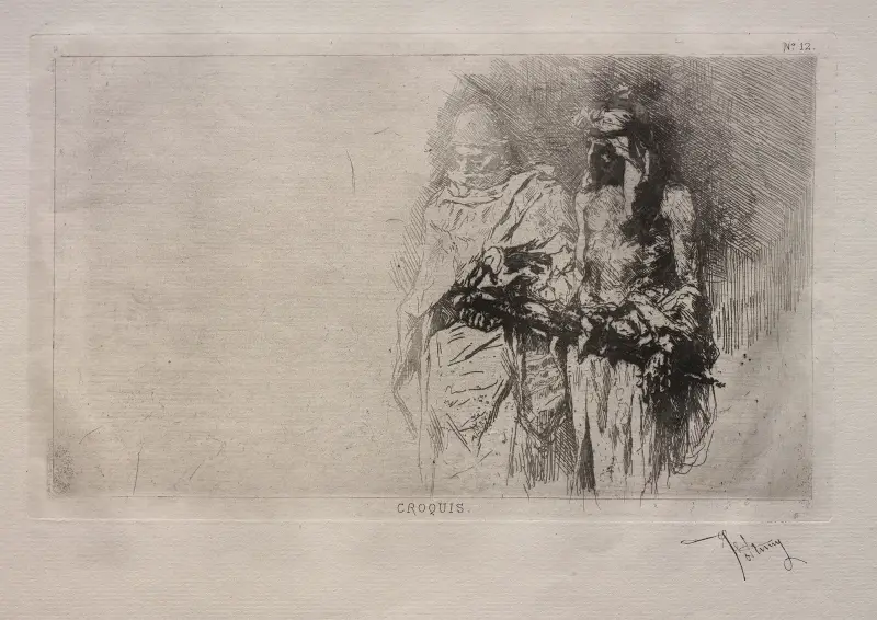 Skizze (zwei arabische Figuren) von Mariano Fortuny Marsal