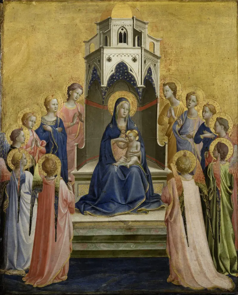 Madonnan och barnet på tron med tolv änglar av Fra Angelico