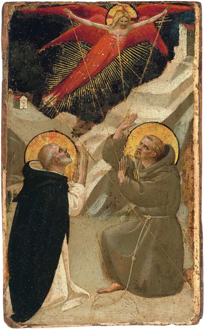 Den helige Dominikus och den helige Franciskus stigmatisering av Fra Angelico