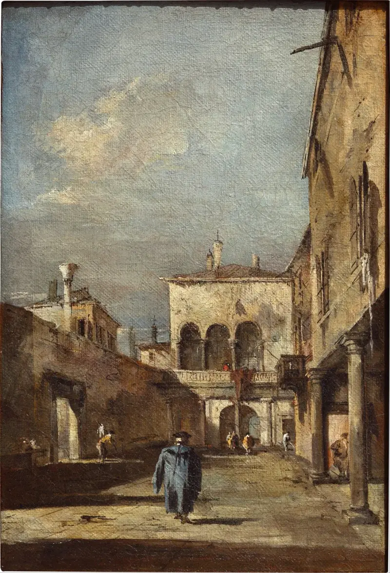 Architectural fantasy with a courtyard av Francesco Guardi