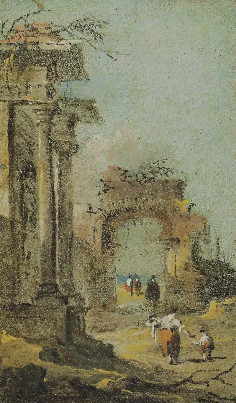 Kaprys z ruinami architektonicznymi i postaciami, Francesco Guardi
