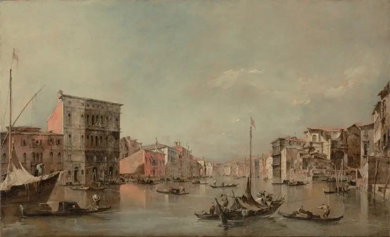 Canal Grande i Venedig med Palazzo Bembo av Francesco Guardi