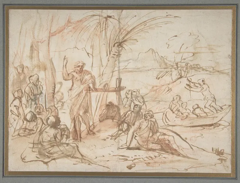 Johannes der Täufer predigt, Nr. 1 von Pier Francesco Mola